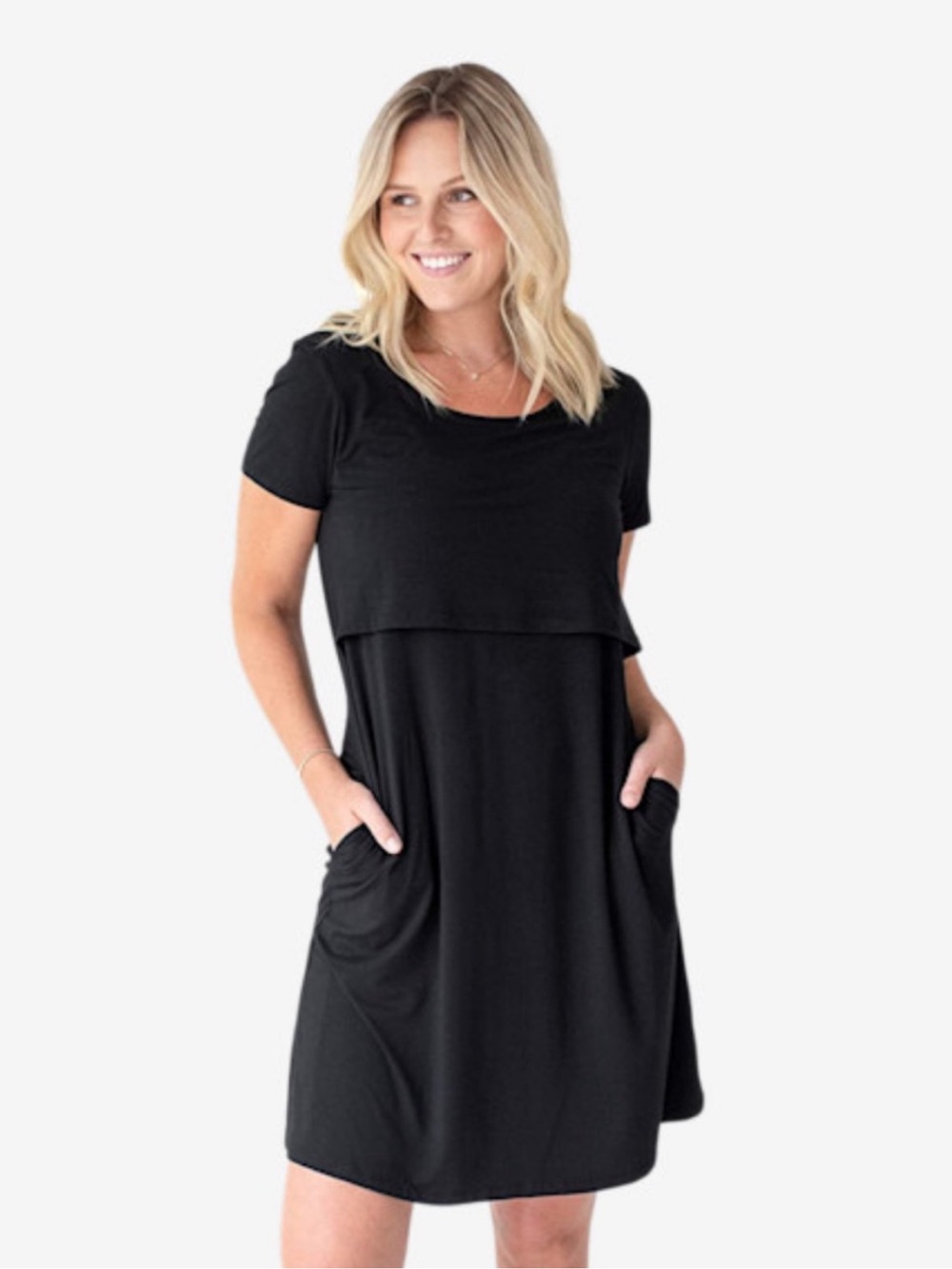 NWT Kindred Bravely Eleanora Bamboo Maternity And Nursing Lounge Dress Black SP